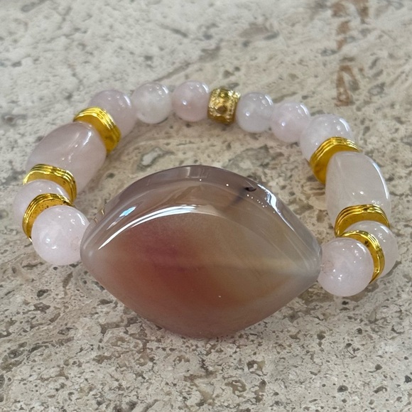 Hand Crafted Jewelry - Hand Crafted Rose Quartz Beaded Bracelet